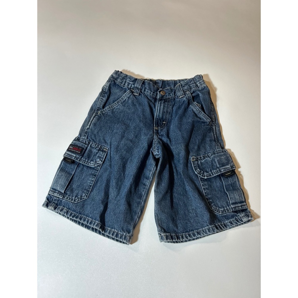 Wrangler Cargo Shorts Boys Size 8 Blue Denim Adjustable Waist